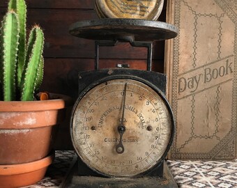 Antique Universal Family Scale Co. 24lb Cast Iron Kitchen Scale, Rustic Kitchen Decor, Photo Prop, Country Kitchen