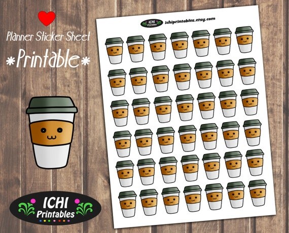 coffee cup printable planner stickers cute coffee planner stickers