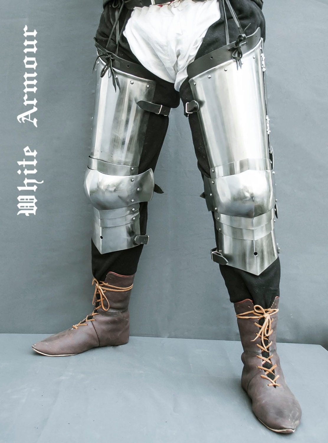 SCA combat leg armor plate legs cuisses with poleyns