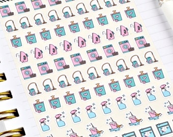 Chore Stickers, Mini Stickers, Cleaning Stickers, Laundry Stickers, Planner Stickers, Bullet Journal Stickers, Sheet of 85 Stickers
