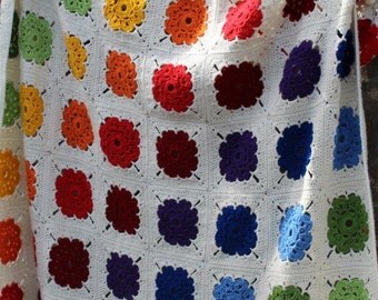 Made to Order- Crochet blanket, Rainbow blanket, afghan, lap blanket, throw blanket, unisex blanket, Granny Square blanket, girls blanket