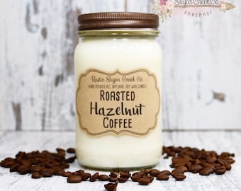 Roasted Hazelnut Coffee Scented Candle, Soy Wax Candle, Scented Candle, Mason Jar Candles, Gifts Under 20, Coffee Candle, Strong Coffee