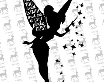 Tinkerbell Dream, Disney, Digital File, SVG, DXF, EPS, for use with Silhouette Studio and Cricut Design Space