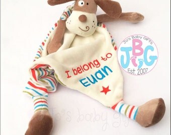 Personalised baby dog Comforter Cubby, Cubbies baby teddy, Cubbie, Gift for a newborn baby boy/girl, baby blankie, baby christening blanket