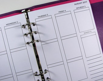 2017 Weekly Planner Inserts A5, Week On 2 Pages Printed Planner Inserts, Full Box WO2P, Dated Vertical Small Box Layout, Refills, UK, #HSD02