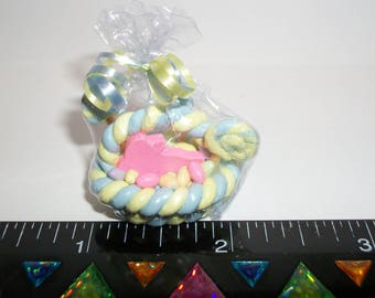 1:12 Scale Dollhouse Miniature Handcrafted Chocolate Bunny Easter Egg Dessert Basket #975