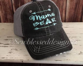 Mama Bear Hat* Embroidery Mama * Mothers Day Gift * Bear* Trucker Hat * Mesh Hat * Bridal Gift