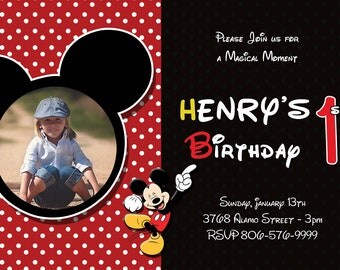 Mickey Mouse Birthday Invitation Card | Birthday Invitation Card | Mickey Mouse Birthday Card | Printable Birthday Card