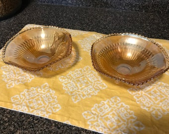 2 Vintage Carnival Glass Footed Bowls