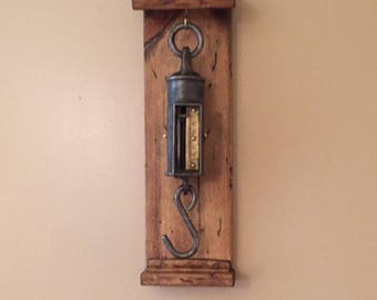 Vintage, SCALE, Hanging, Antique, Cast iron with brass poundage plate, Mounted