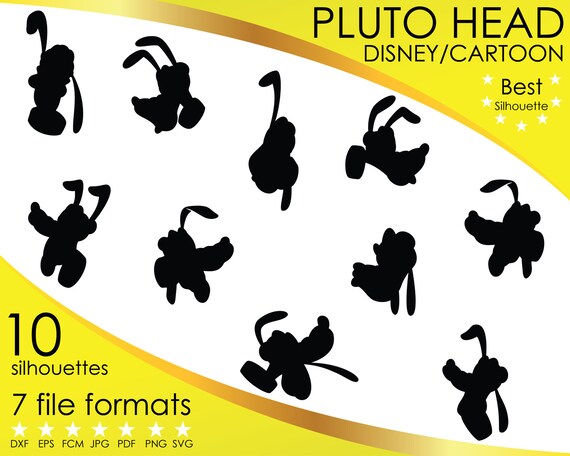 Download 10 Silhouettes Pluto Dog Dogs Head Disney Cartoon dxf