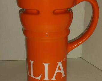 Gevalia orange tall coffee mug ceramic cup