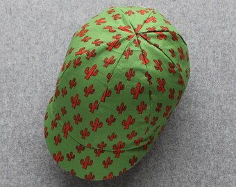 Cactus cycling cap with red lining