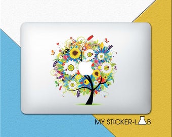 Abstract Tree MacBook Decal Tree MacBook Sticker Tree Decal Apple Tree Apple Logo Decal Spring Seasons Abstract Art Nature Flowers cmac049