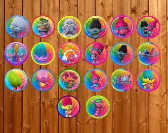 20 Trolls Toppers, Trolls Cake Toppers, Trolls Cupcake Toppers, Trolls birthday, Trolls Party, Trolls Decorations Instant dowload Printables