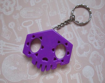 Overwatch Sombra Inspired Skull Charm - Purple Key Ring/Chain Cosplay - 3d Printed and finished!