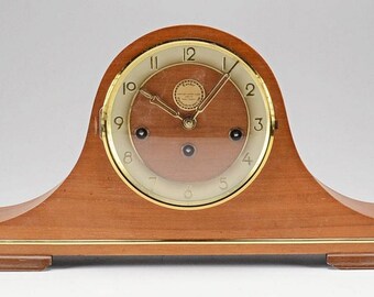 Franz Hermle | Tander Clockmakers | Walnut and Brass Mantel Clock | Vintage