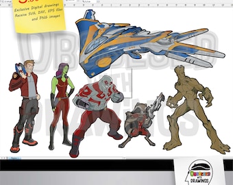 The Guardians of the Galaxy Cartoons clipart, PNG images with excellent resolution and SVG patterns, papecraft applications and more