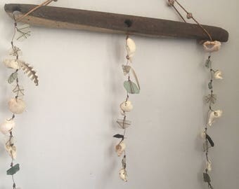 Driftwood & sea glass wallhanging