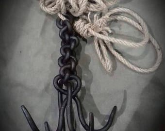 Hand forged braided steel grappling hook