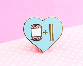 Knitting Pin, cute enamel pin knit yarn