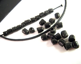 SALE, Matte Black Heishi, African Recycled Glass Beads, 3mm, 4mm, Black Tribal Beads, African Beads, Responsibly Sourced TT003