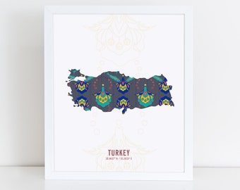 Turkey map | Etsy
