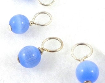 Periwinkle Droplet Stitch Markers Knitting or Crochet (Choose Your Size - Set of 10)