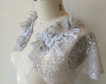 Deco Sequin Tulle Capelet. One of Kind Sample Sale