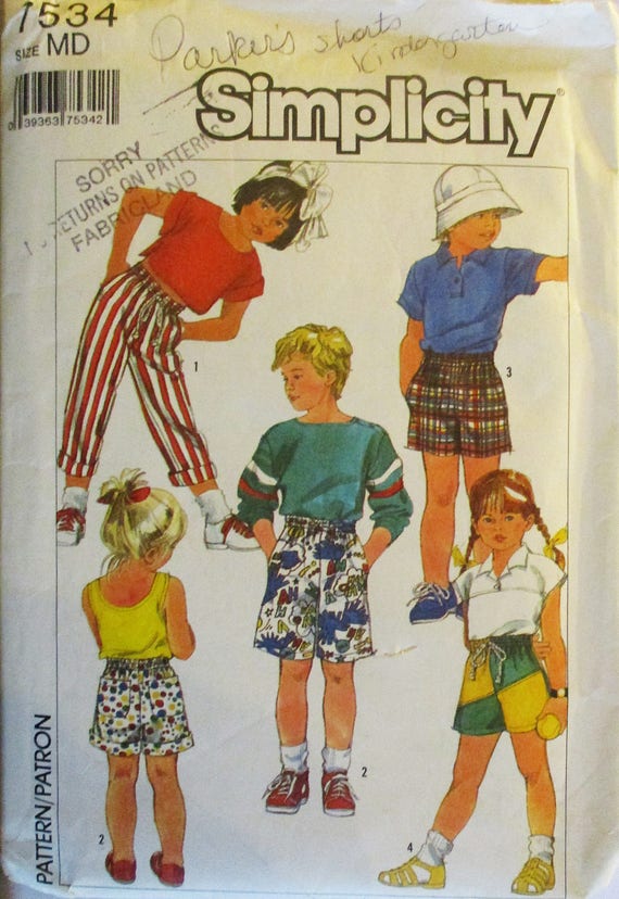 1980s Childs Sewing Pattern Simplicity 7534 Childs Easy-To-Sew