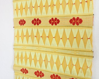 RESERVED.....Large vintage fiber textile art wall hanging / YELLOW diamond pattern / retro 1970's bohemian modern / boho chic