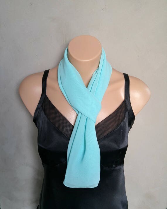 Sea Green Scarf, Sheer Chiffon Blue Green Summer Skinny Scarf, Sheer Scarf, Blue Green Scarf, Green Blue Scarf, Chiffon Scarf, Summer Scarf