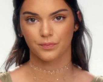 Choker Necklace, Cross Choker, Triple Cross Choker, Kendall Jenner, Dangle Cross, Cross Necklace, Layering Necklace