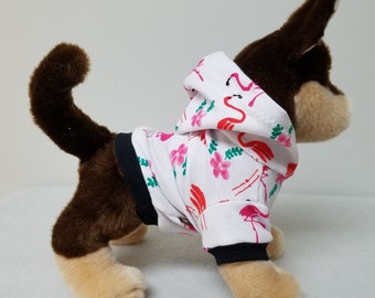Dog Clothes Flamingo Hoodie, Chihuahua, Yorkie