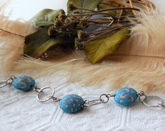 Sale.....One of a Kind Sterling Silver and Lampwork Glass Bracelet