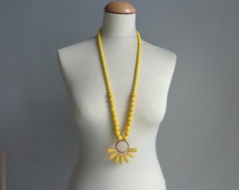 Yellow tassel necklace, yellow statement necklace, long yellow necklace