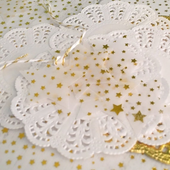 Gold Metallic Vellum Stars - Embellishments Small Pk 50 