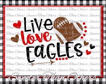 Football SVG Live Love Eagles Football Svg Distressed Football pattern Vinyl Design SVG and DXF Silhouette, Cameo, Cricut, Instant Download