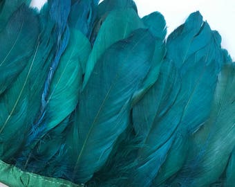 GOOSE FEATHER FRINGE , Two tone Oasis Teal Green / 465