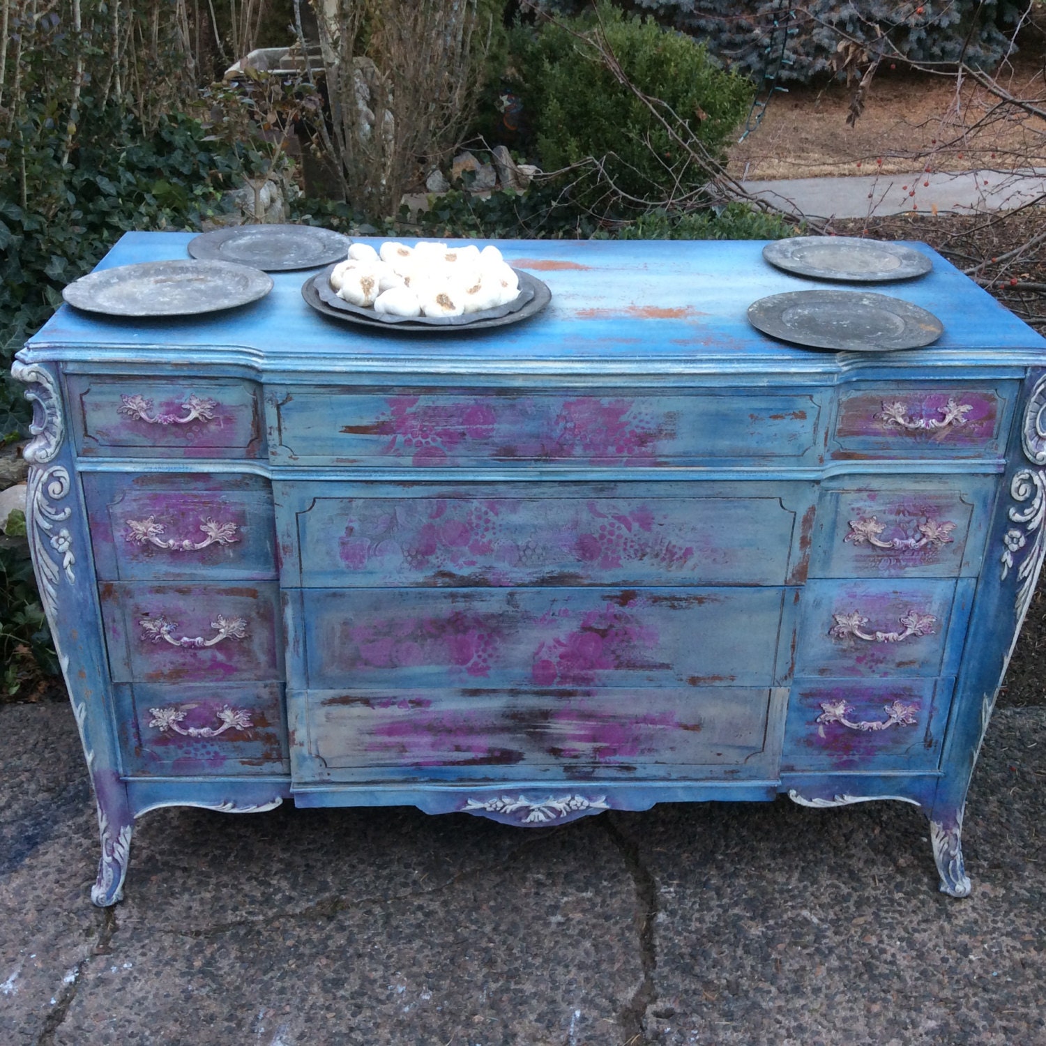 Painted Dresser Vintage Dresser Bohemian Dresser Hand