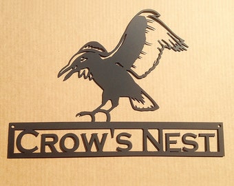Flying Crow Metal Wall Art with Custom Text Field (Y13)