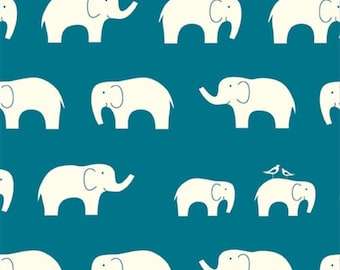 Sale, Birch Organic Fabric, Ellie Fam, Teal, half-yard