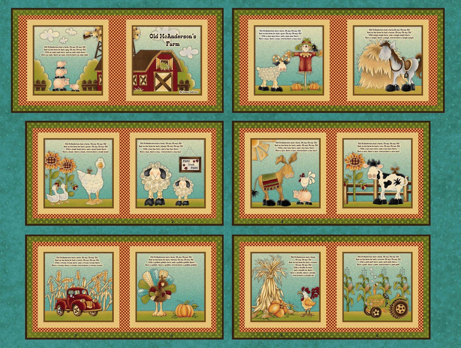 Children's Fabric Book Panel, McAnderson Farm by Leanne Anderson for
