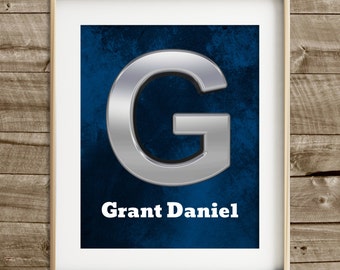 Boys wall art baby boy nursery wall art boy room decor custom name print navy blue modern nursery personalized baby personalized nursery art
