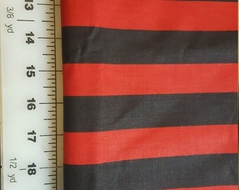 1" Red Black Stripe Polished Cotton 3yd