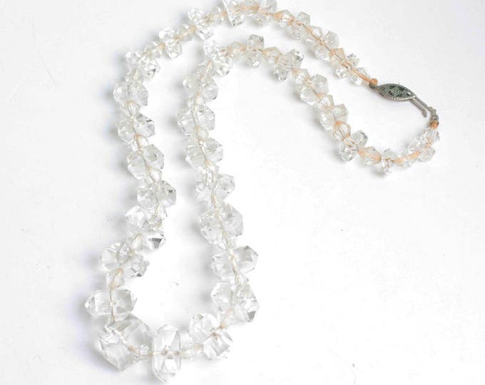 Rock Crystal Choker Necklace Art Deco 16 Inch Bridal Prom Vintage