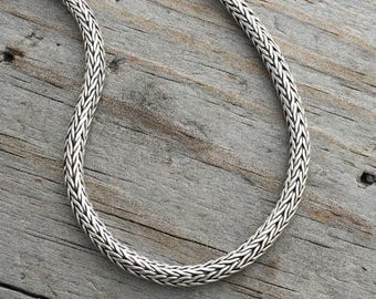 Sterling Silver Chain 3mm Thick Sterling Silver Chain Heavy Woven Sterling Silver Chain Bracelet or Necklace