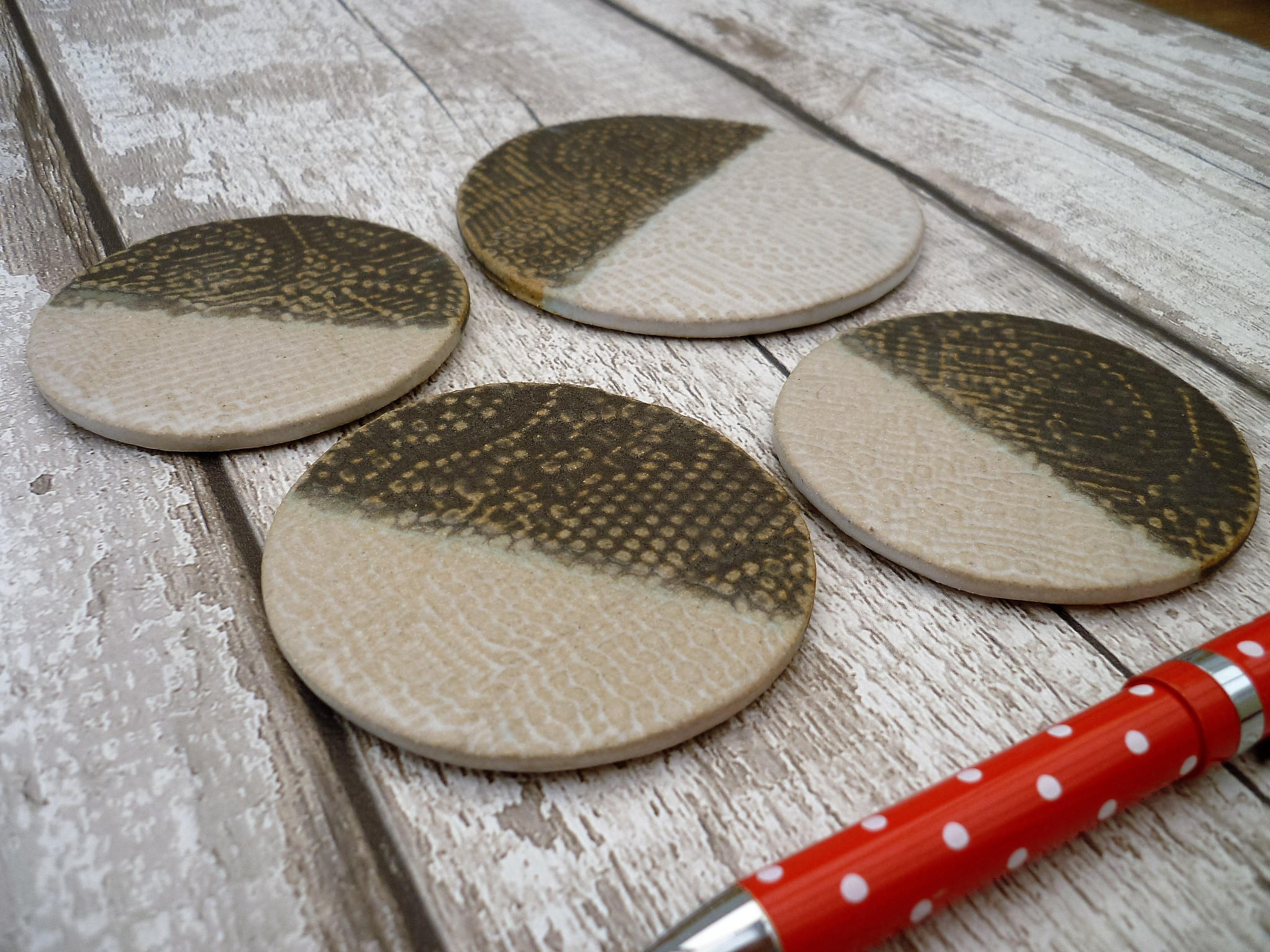 Ceramic handmade coasters and Tea pot stand or large coaster.