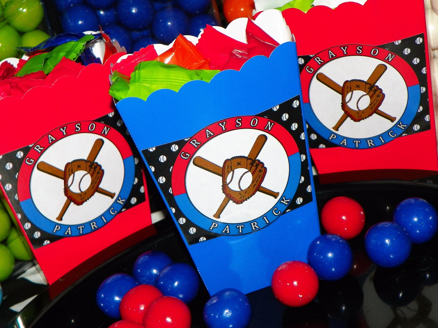 Baseball Themed Party Mini Popcorn Boxes. Baseball Snack