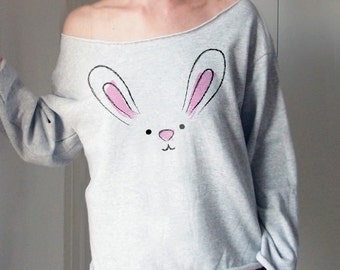 Off shoulder Sweater Off The Shoulder Off Shoulder Top Off Shoulder Oversized Sweater Slouchy Sweater Womens Sweater Sweatshirt Women Rabbit